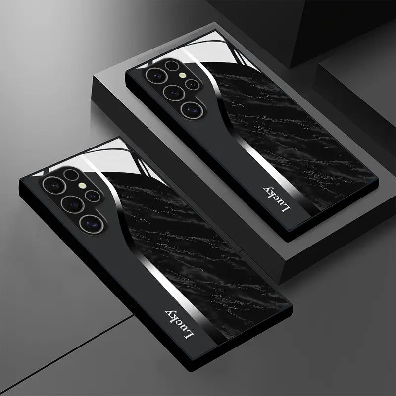 Elegant Swirl Marble Glass Shield Case - Samsung