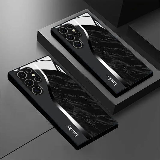 Elegant Swirl Marble Glass Shield Case - Samsung