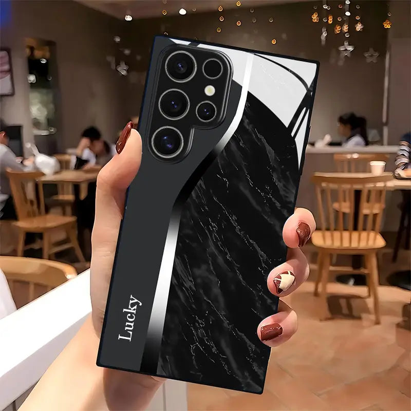 Elegant Swirl Marble Glass Shield Case - Samsung