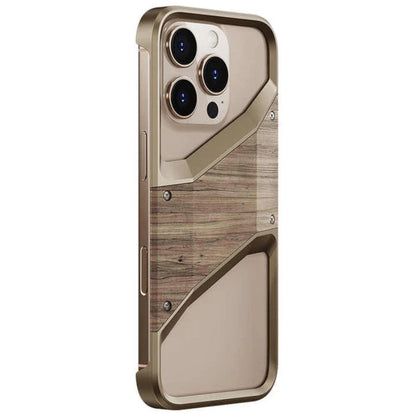 Exquisite Alloy Solid Wood Shield Case - iPhone