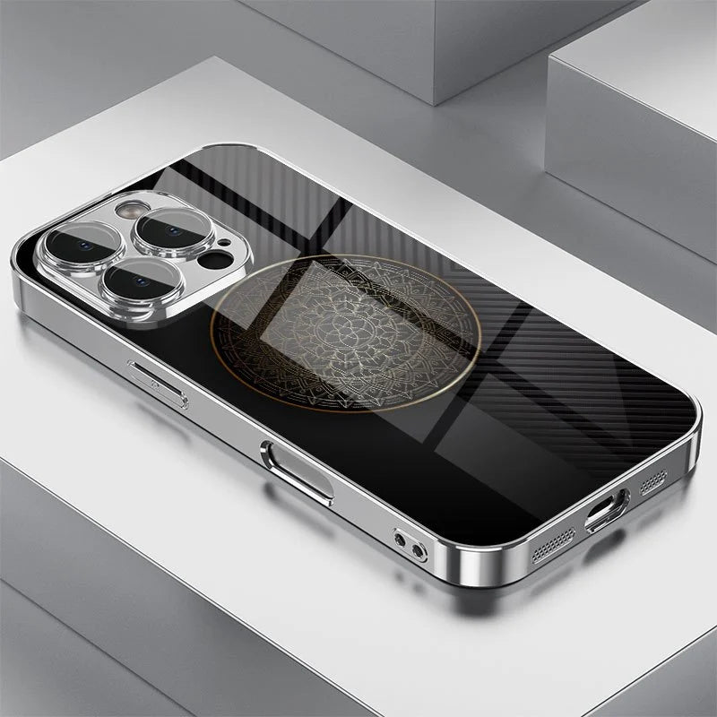 Intricate Mandala Crystal Glass Case - iPhone