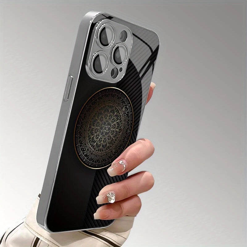 Intricate Mandala Crystal Glass Case - iPhone
