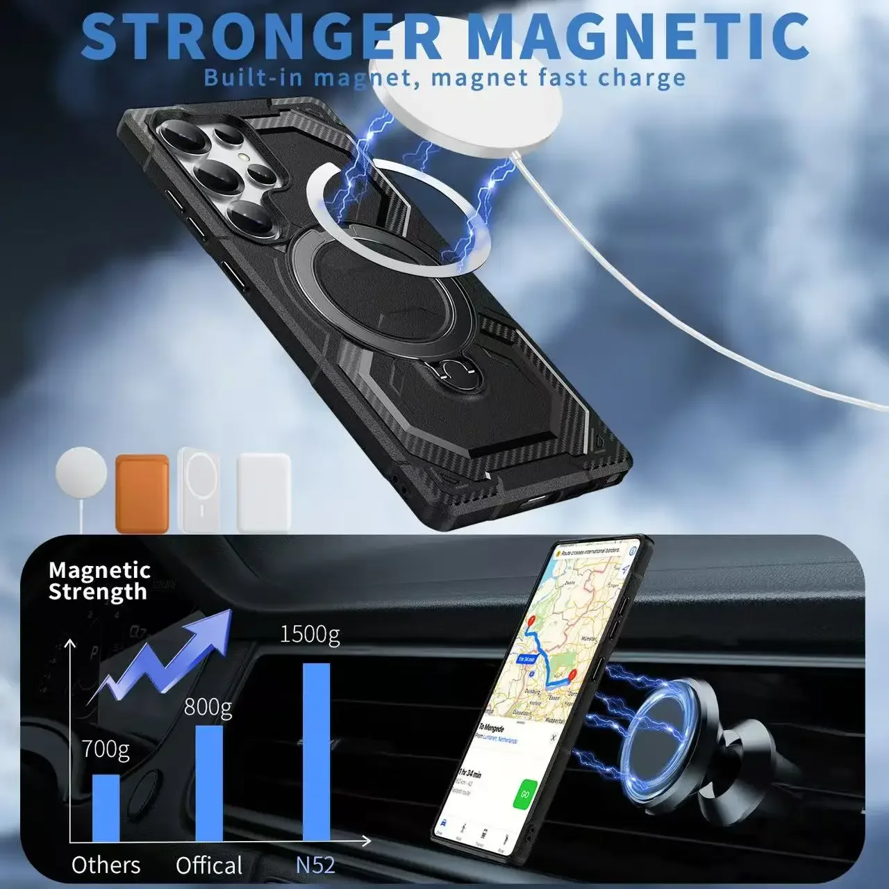 Rotating Bracket Ring Magnetic Protective Case - Samsung
