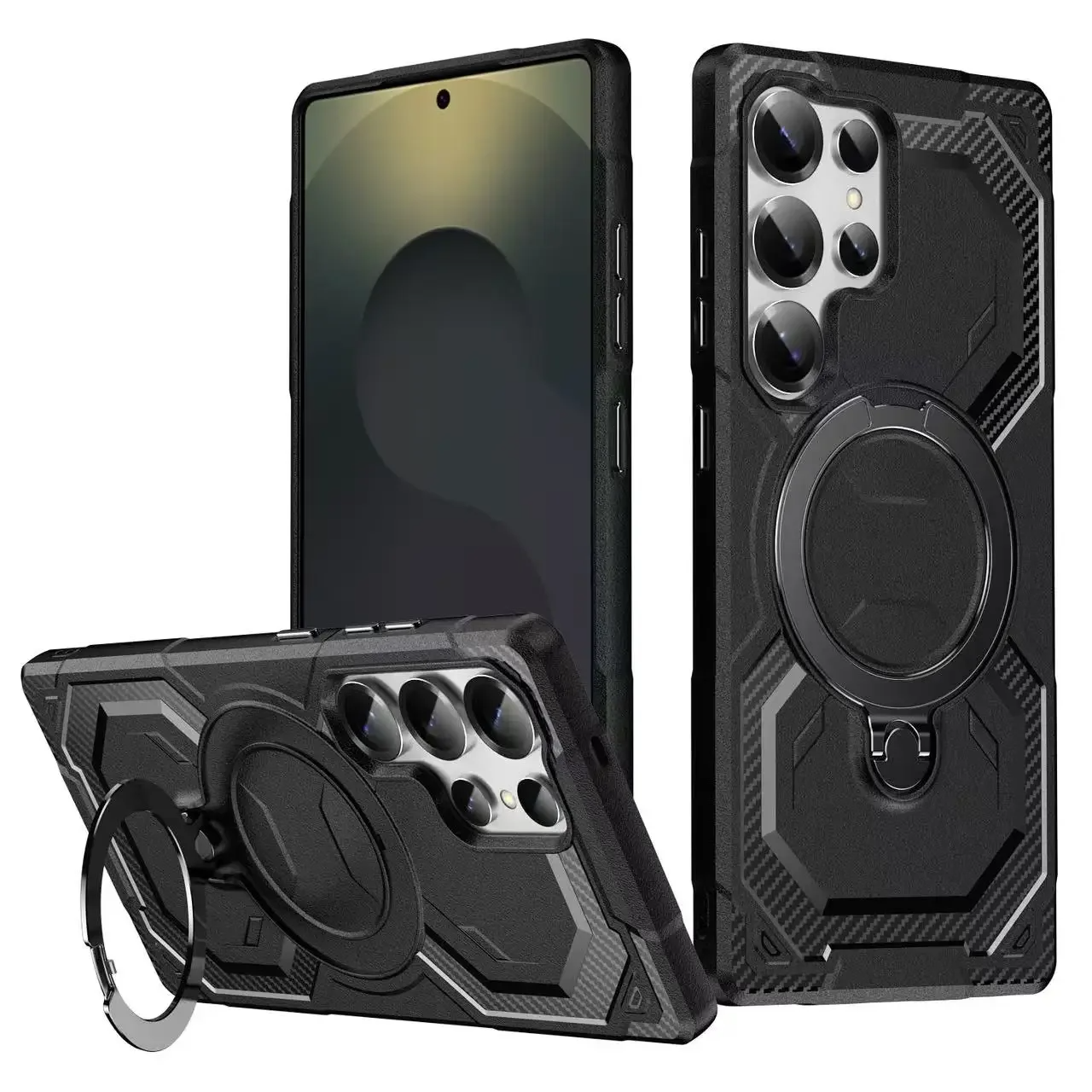 Rotating Bracket Ring Magnetic Protective Case - Samsung