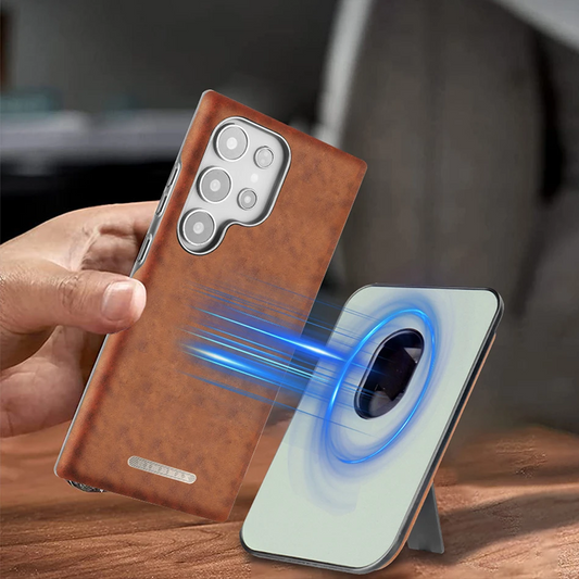 Trendy Magnetic Leather Wallet Case - Samsung