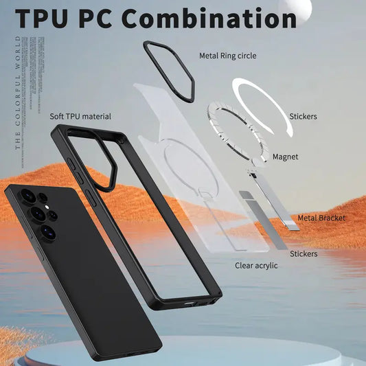 Luminous Magnetic Slim Transparent Holder Case - Samsung