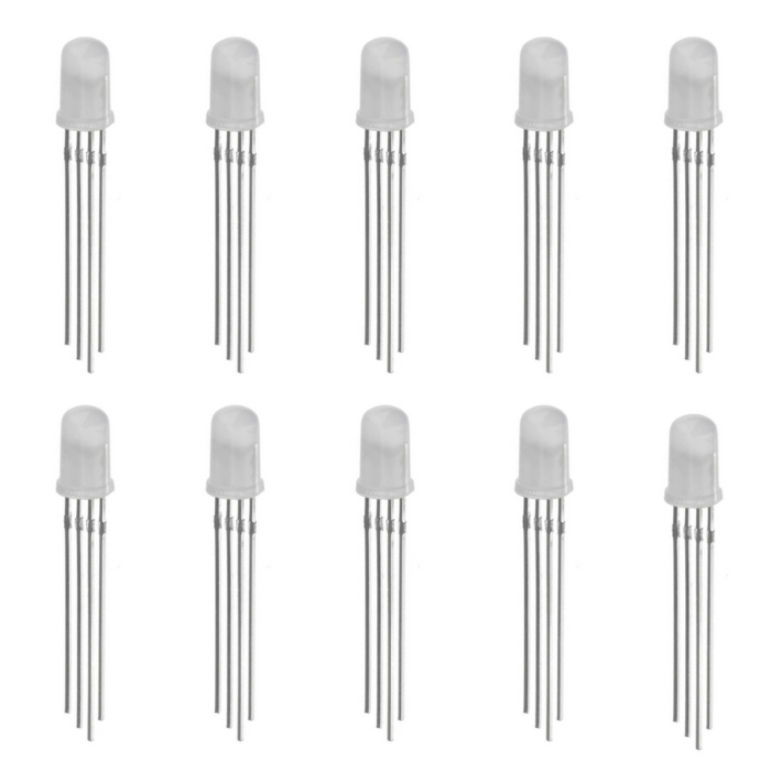 5mm Common Anode RGB LED 4Pin Through Hole White Diffused LED (Pack of 10)