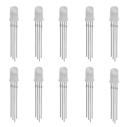 5mm Common Anode RGB LED 4Pin Through Hole White Diffused LED (Pack of 10)