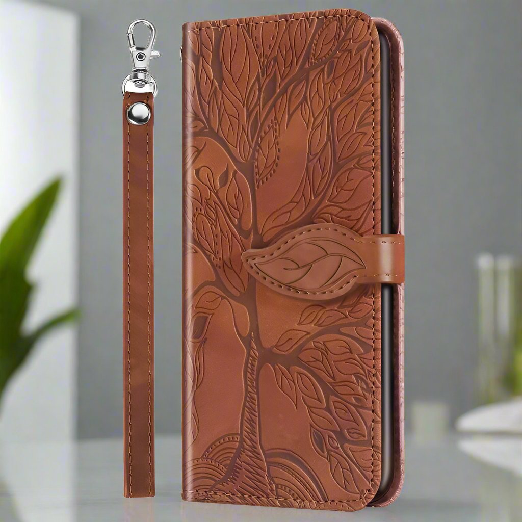 Embossed Tree Design Leather Case