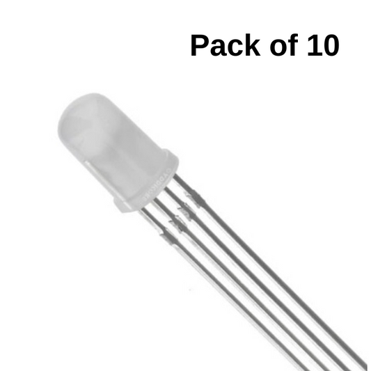 5mm Common Anode RGB LED 4Pin Through Hole White Diffused LED (Pack of 10)