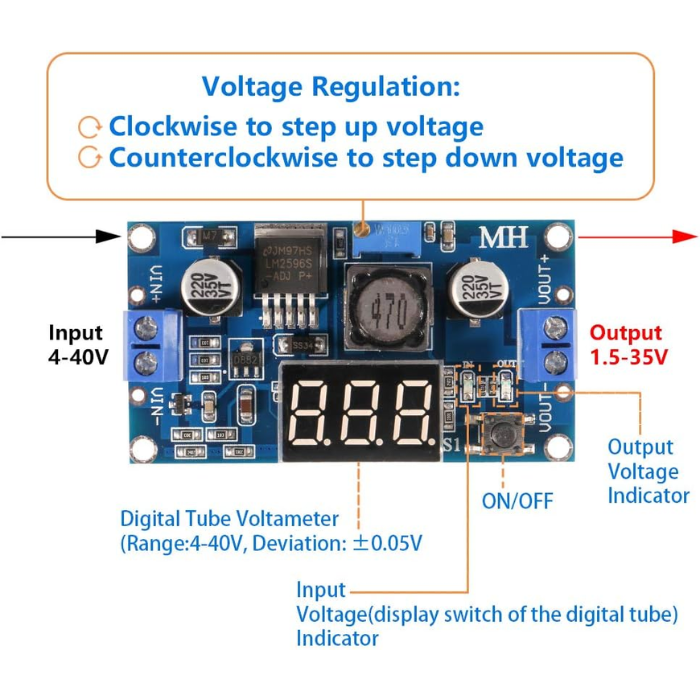 LM2596 DC-DC Step-down Buck Module with Display