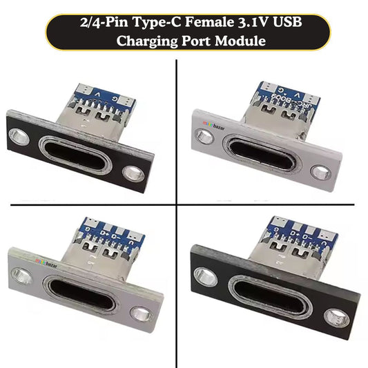 USB 3.1 Type-C Female USB Charging Port Module [Panel Mount]