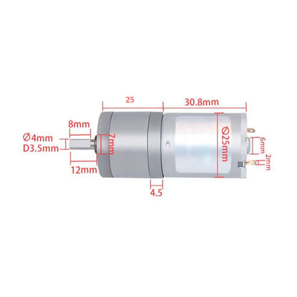 25GA370 35 RPM 12V 25mm Diameter centre D-Shaft DC high torque geared motor