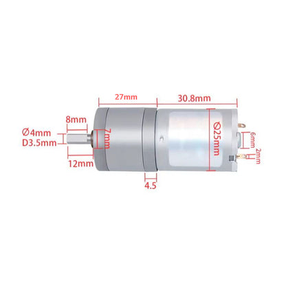 25GA370 12 RPM 12V 25mm Diameter Centre D-Shaft DC high torque geared motor