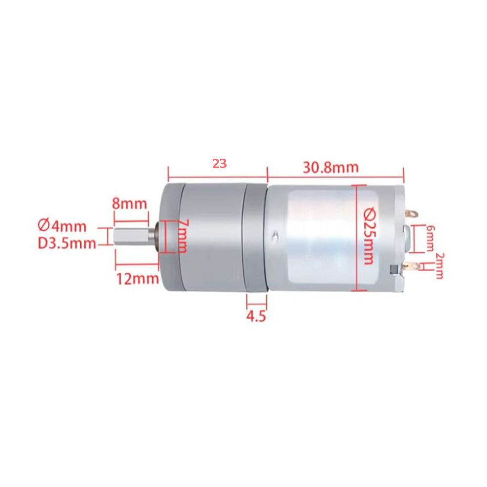 25GA370 60 RPM 12V 25mm Diameter centre D-Shaft DC high torque geared motor