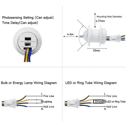 PIR Motion Sensor Switch Mountable Movement Detector