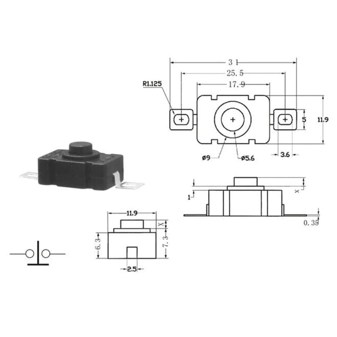 Self-Lock Tactile Push Button On-Off Switch for Flashlight Torch