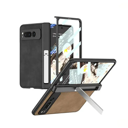 Google Pixel Fold Secret Kickstand Leather Case