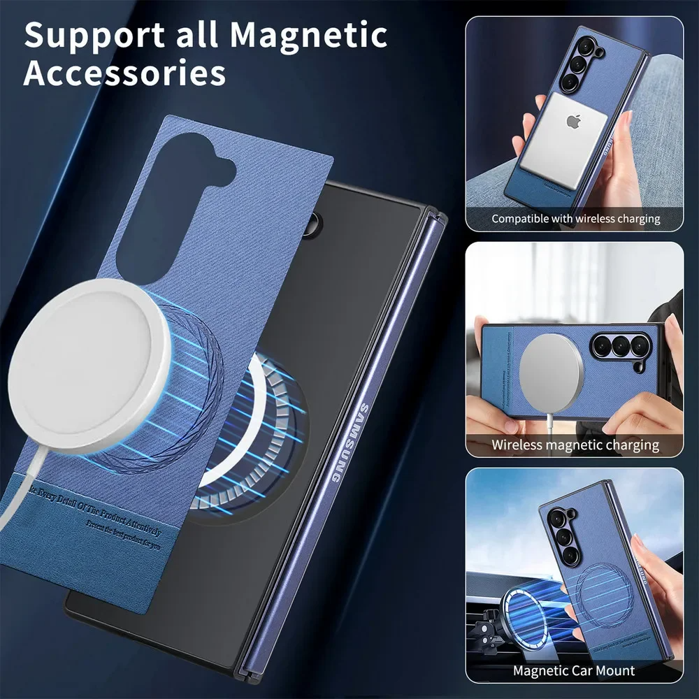 Galaxy Z Fold Series Luxury Leather Magnetic Case-Samsung