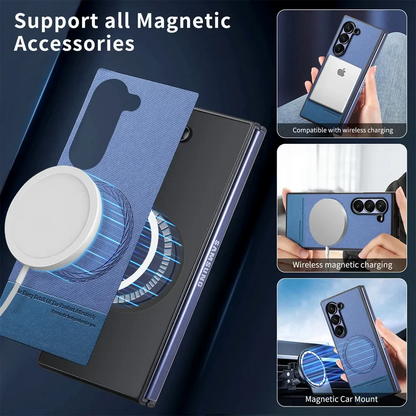 Galaxy Z Fold Series Luxury Leather Magnetic Case-Samsung