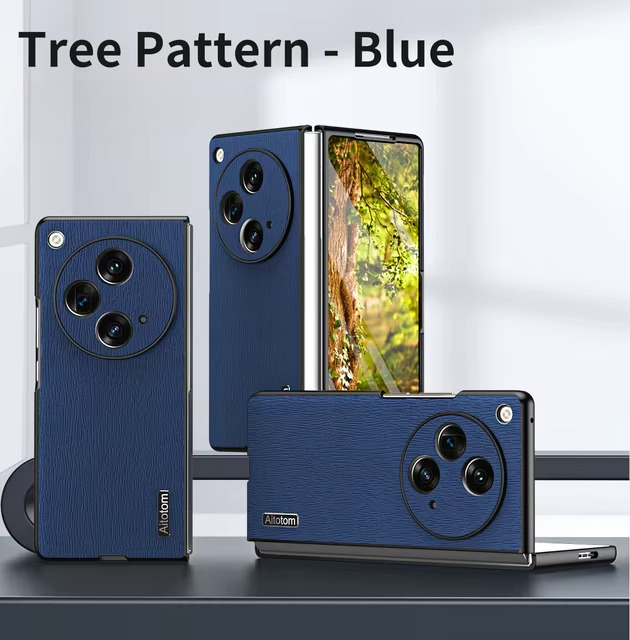 Tree Pattern Leather Folding Shockproof Case - OnePlus Open