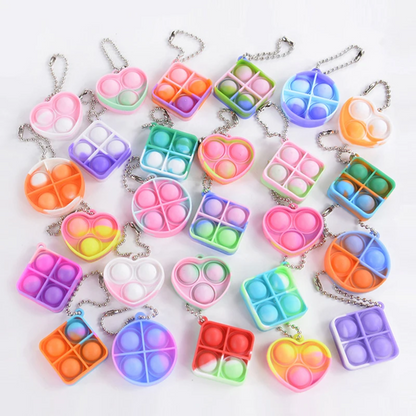 2407TA 10/20pcs Mini Pop Keychain Toddler Sensory Fidget Toys Bulk Classroom Prizes Kids Birthday Party Favors Wedding Gift for Guests