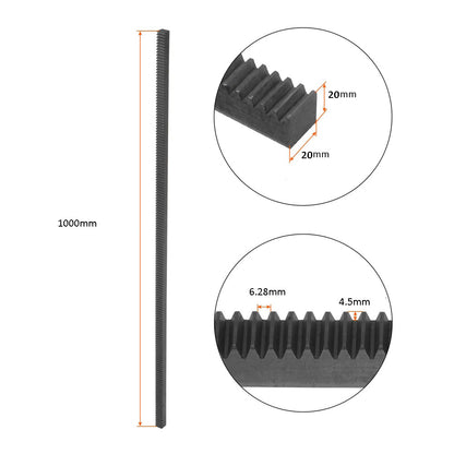 2 Module 20mm width x20mm height x 1metre 45 steel mechanical rack holless Only Rack
