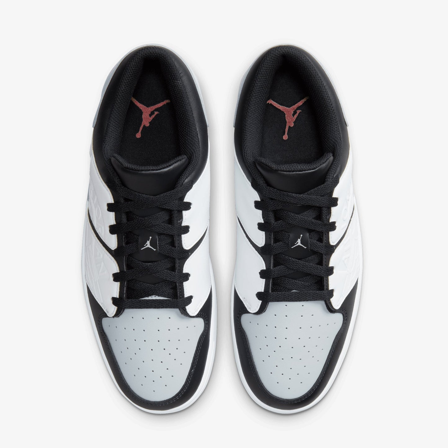 Jordan | NU RETRO 1 LOW  { WHITE/BLACK-LT SMOKE GREY-VARSITY RED