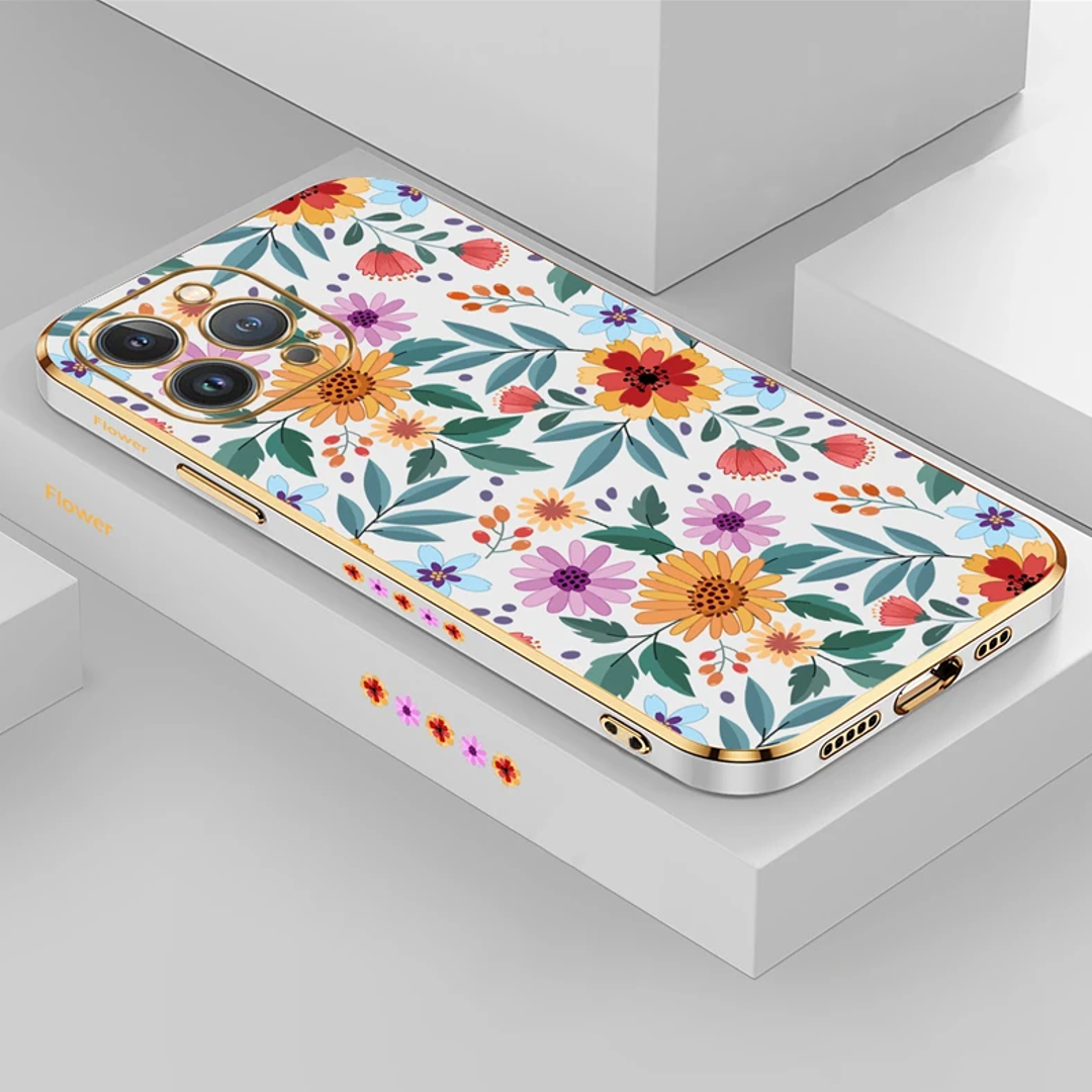 3D Floral Print Shield Case - iPhone