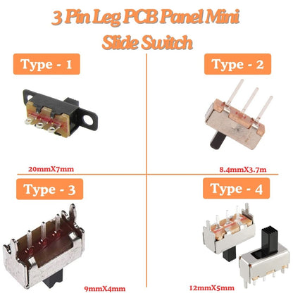 3-Pin DIP Mini Slide Switch Through-Hole PCB Slide Button