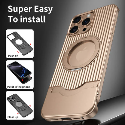 Elegant Textured Magnetic Stand Case - iPhone