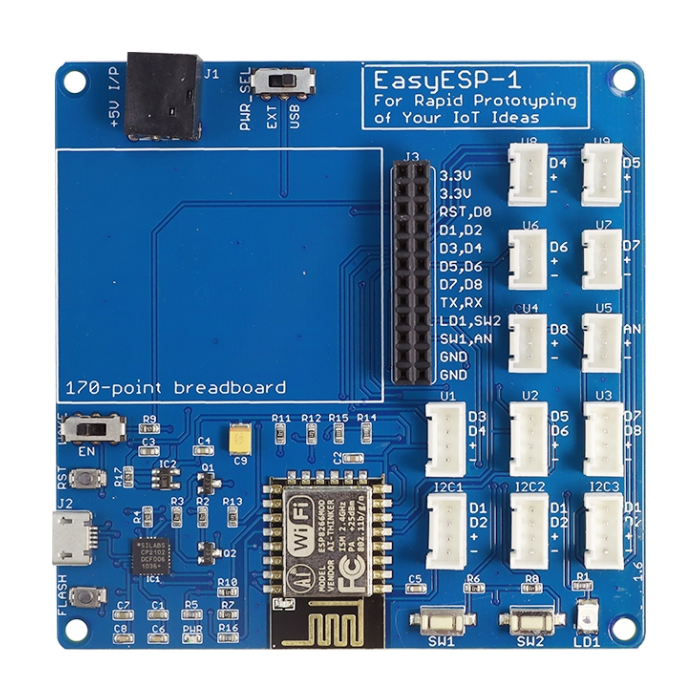 ELECROW EasyESP-1: Rapid Prototyping WiFi ESP8266 Experimenter Board - Easy Programming, GPIO Access, Breadboard