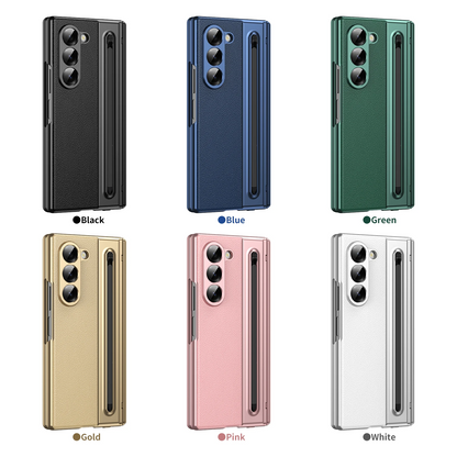 Galaxy Z Fold6 Plating Leather Case with Pen Slot & Hinge Protection