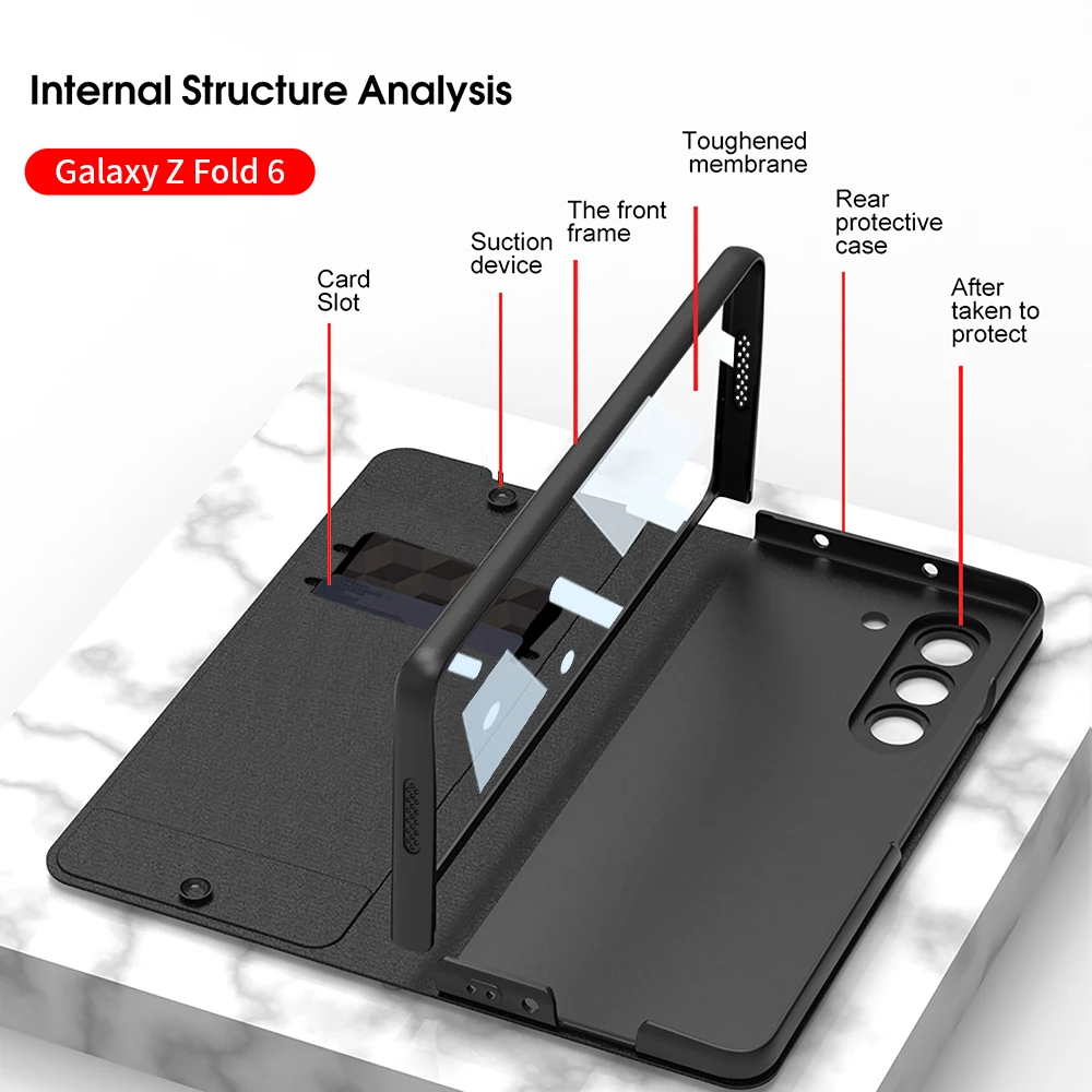 Galaxy Z Fold6 -Armor Leather Fold Stand Case with Pen Holder