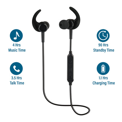 pTron Avento Lite High Bass In-Ear Stereo Wireless Earphones - (Black)