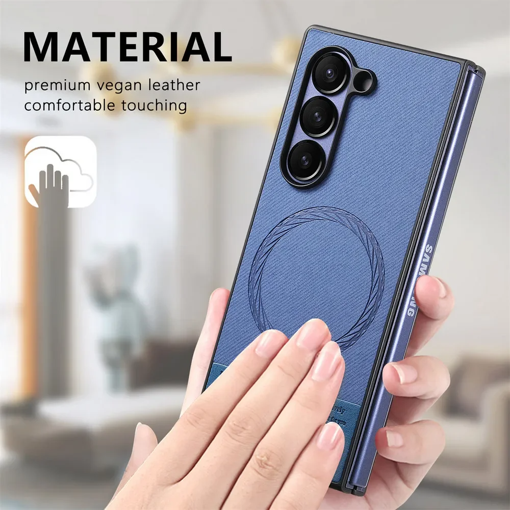 Galaxy Z Fold Series Luxury Leather Magnetic Case-Samsung