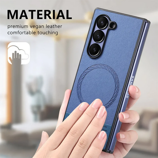 Galaxy Z Fold Series Luxury Leather Magnetic Case-Samsung