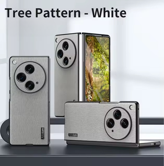 Tree Pattern Leather Folding Shockproof Case - OnePlus Open