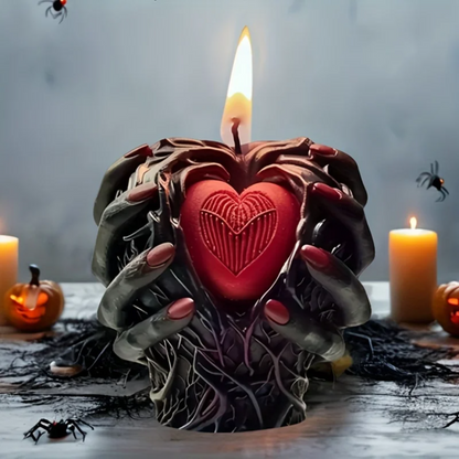 0709BA 3D Halloween Holding Heart Scented Candle Silicone Mold Different Styles Holding Heart Shape Candle Mold Halloween Holiday Decor