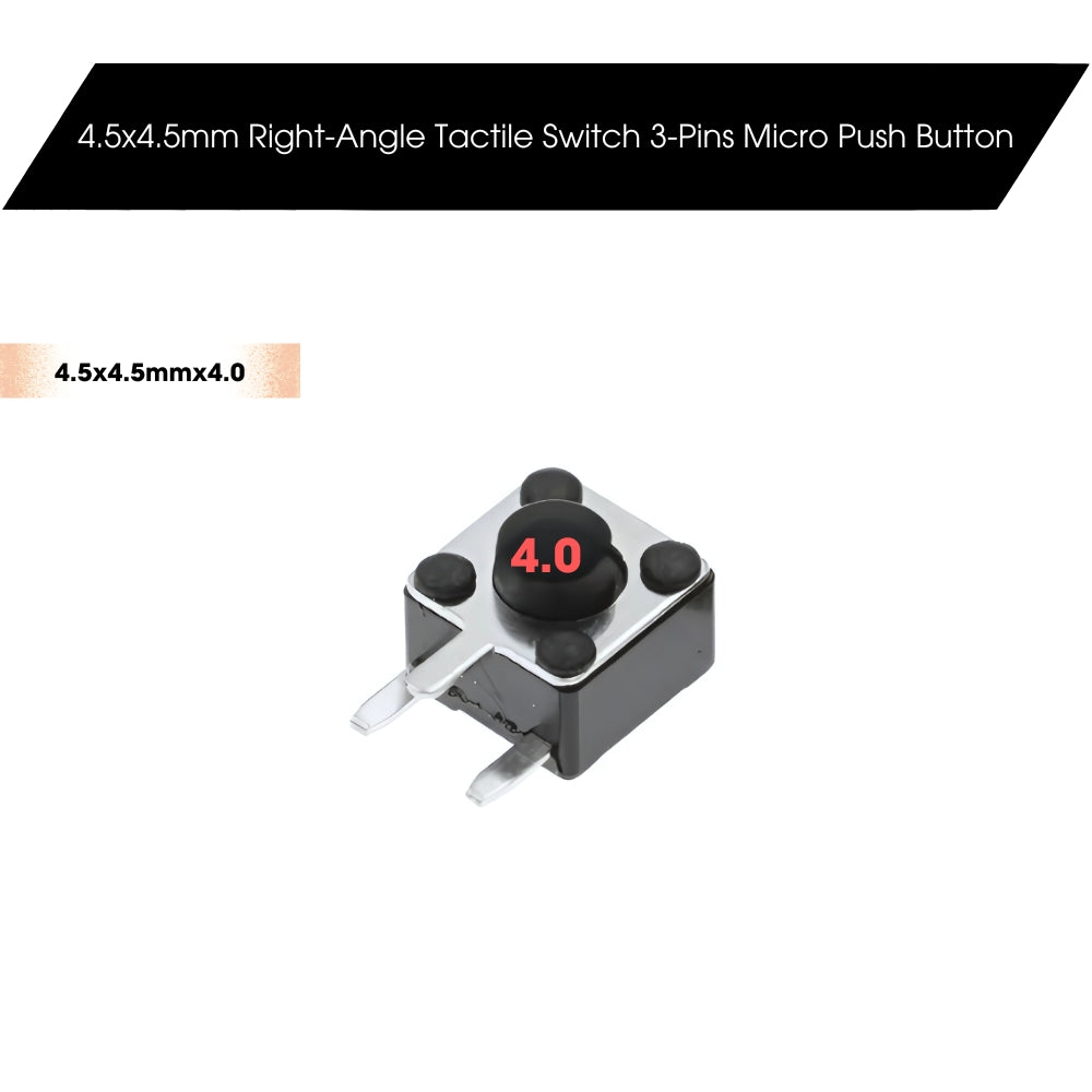 4.5x4.5mm Dip Right-Angle Tactile Switch 3-Pins Micro Push Button