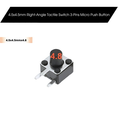 4.5x4.5mm Dip Right-Angle Tactile Switch 3-Pins Micro Push Button