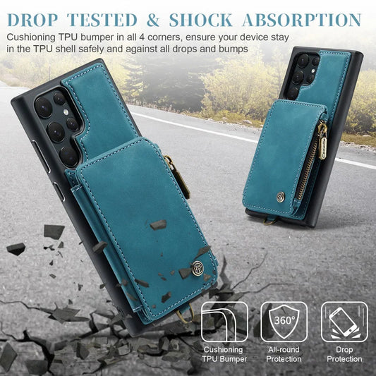 Secure Shield Luxury Zip Flip Phone Case - Samsung