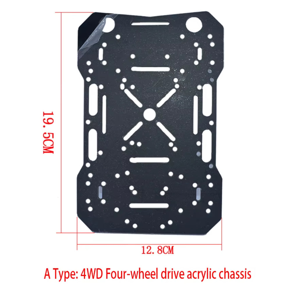 4WD Acrylic Chassis Suitable for 25GA-370, 37GB-520, TT Motor Single Layer Acrylic