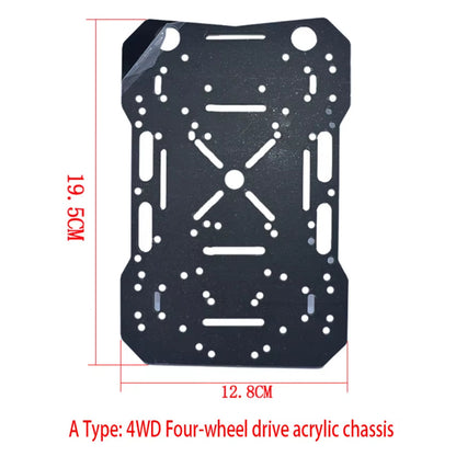 4WD Acrylic Chassis Suitable for 25GA-370, 37GB-520, TT Motor Single Layer Acrylic