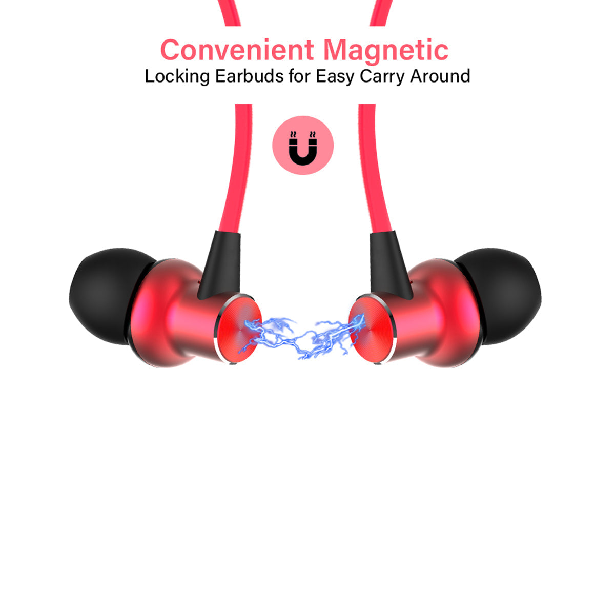 pTron Avento Classic Bluetooth 5.0 Wireless Earphones with Deep Bass & Voice Assistance (Black/Red)
