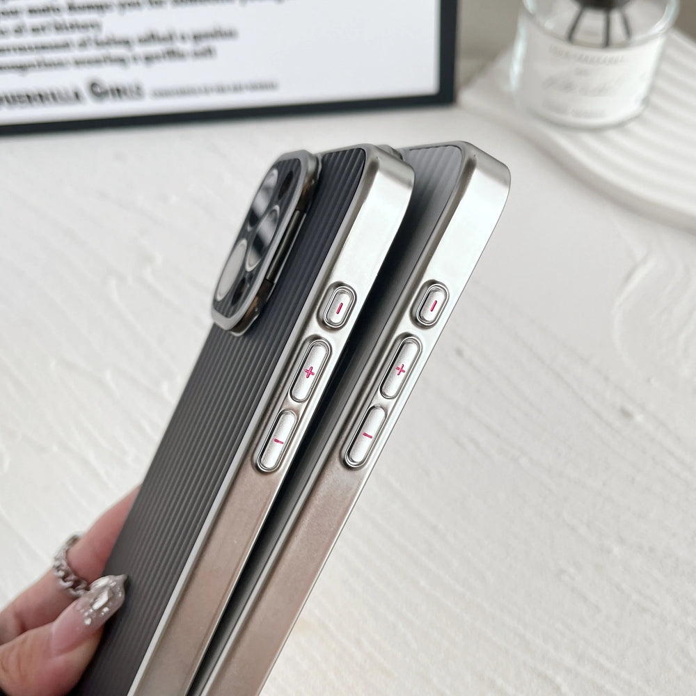 Elegant Lens Bracket Stripes Case - iPhone