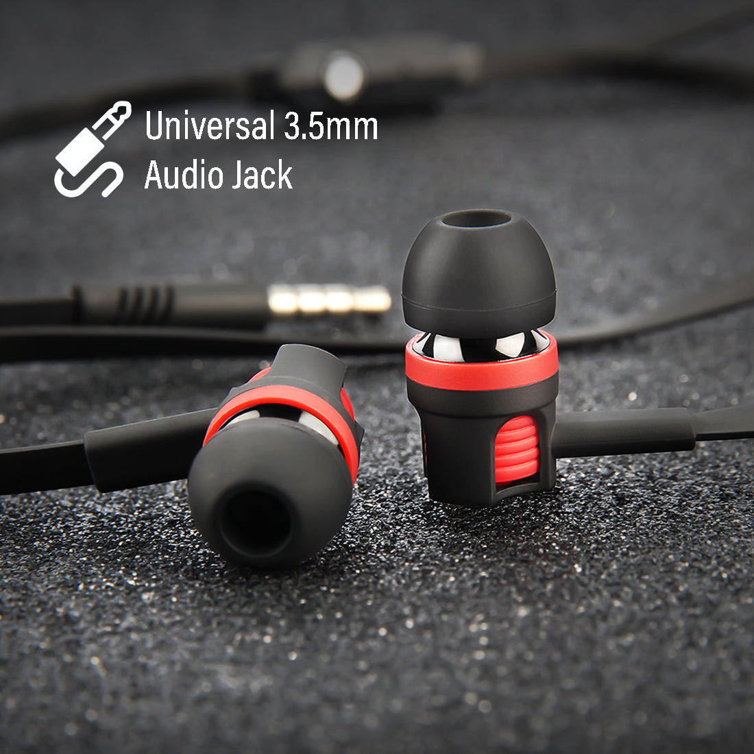 pTron HBE Melo Stereo Sound 3.5mm Audio Jack Wired Earphones with Mic - (Red/Black)