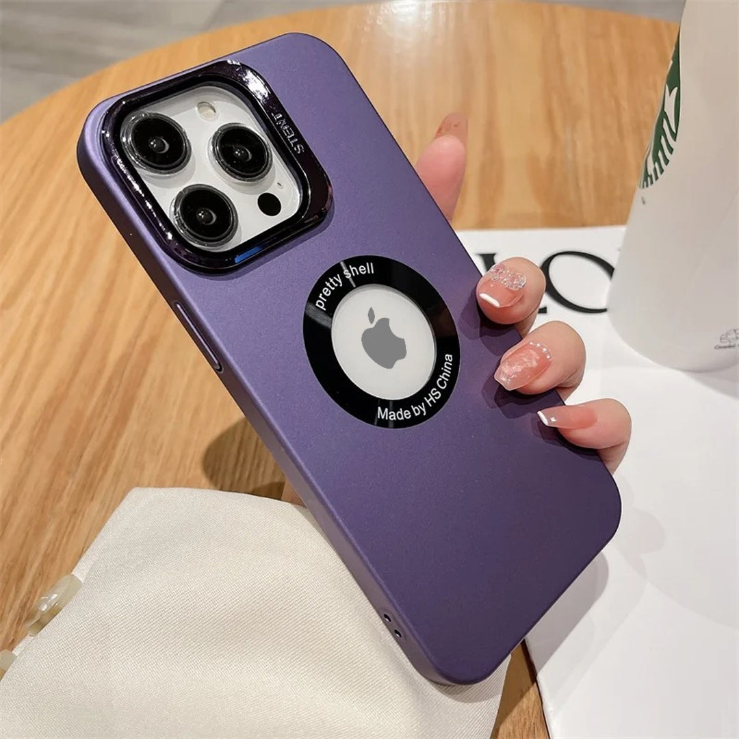 iPhone 14 Series Luxury Camera Protector Stand Case With Logo Cut