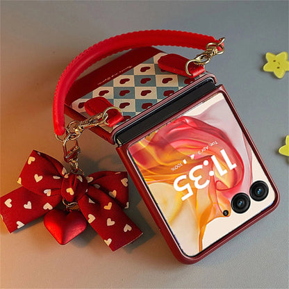 Romantic Love Heart Case with Bow Pendant - Samsung