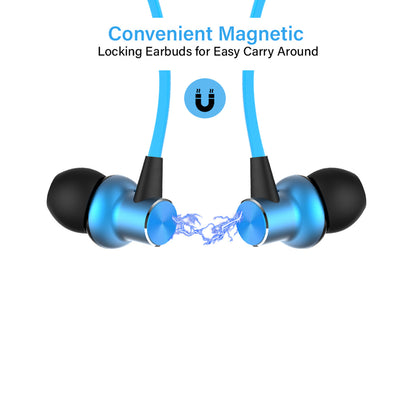 pTron Avento Classic Bluetooth 5.0 Wireless Earphones with Deep Bass & Voice Assistance (Black/Blue)